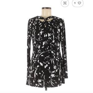 White House Black Market Black Floral Casual Dress Size M